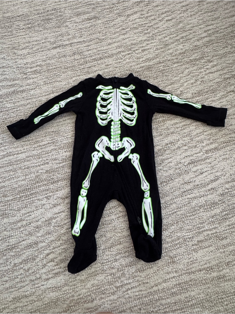 Old Navy Black Footed Skeleton One-Piece with Neon Green Bones